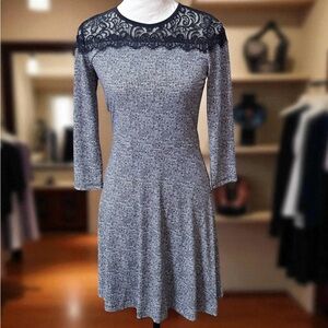 Michael Kors Elegant Black and Gray Lace Dress